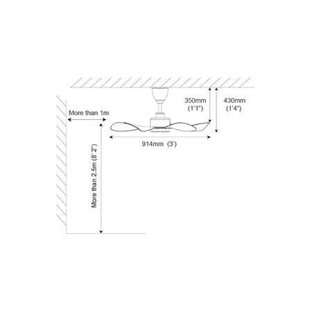 ALPHA CEILING FAN HANI 5BLADE MAPLE ABS 36"