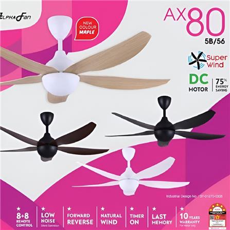 ALPHA CEILING FAN AX80 5BLADE MAPLE ABS 56"
