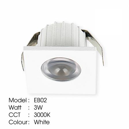 YETPLUS RECESSED EYEBALL LED EB02 3W WARM WHITE (3000K) SQUARE WHITE