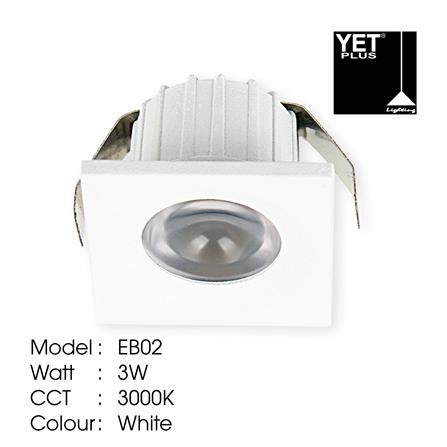 YETPLUS RECESSED EYEBALL LED EB02 3W WARM WHITE (3000K) SQUARE WHITE