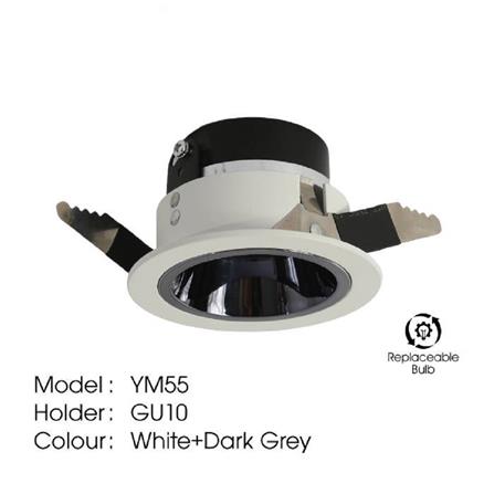 YETPLUS RECESSED EYEBALL YM55 GU10 ROUND WHITE DARK GREY