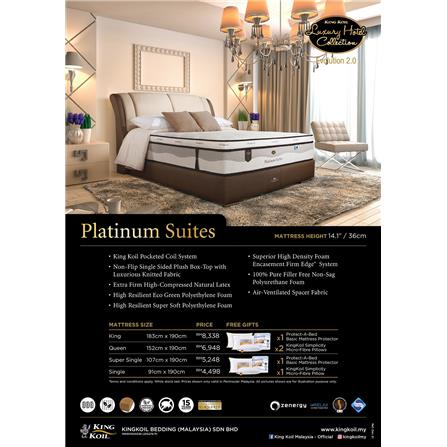 KINGKOIL LUXURY HOTEL COLLECTION 2.0 PLATINUM SUITE MATTRESS 5'