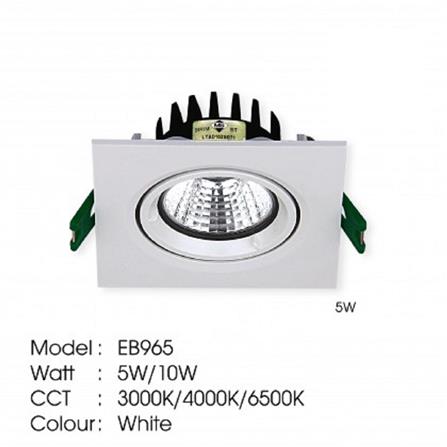 YETPLUS RECESSED EYEBALL LED EB965 5W DAYLIGHT (6500K) SQUARE WHITE