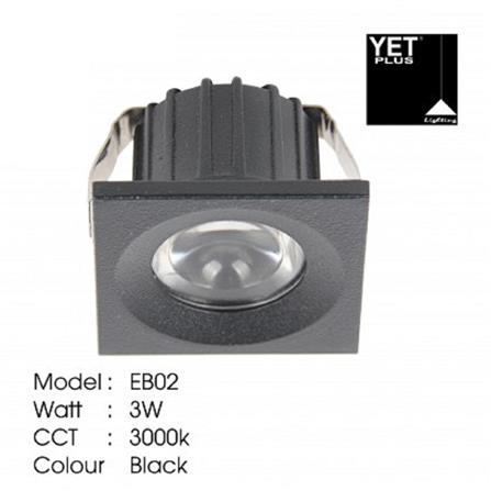 YETPLUS RECESSED EYEBALL LED EB02 3W WARM WHITE (3000K) SQUARE BLACK