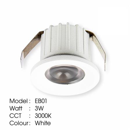 YETPLUS RECESSED EYEBALL LED EB01 3W WARM WHITE (3000K) ROUND WHITE