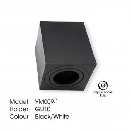 YETPLUS SURFACE EYEBALL YM009-1 GU10 SQUARE BLACK