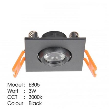 YETPLUS RECESSED EYEBALL LED EB05 3W WARM WHITE (3000K) SQUARE BLACK