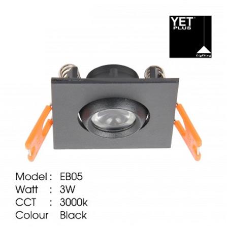 YETPLUS RECESSED EYEBALL LED EB05 3W WARM WHITE (3000K) SQUARE BLACK