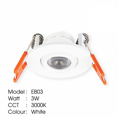 YETPLUS RECESSED EYEBALL LED EB03 3W WARM WHITE (3000K) ROUND WHITE