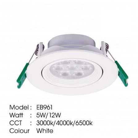 YETPLUS RECESSED EYEBALL LED EB961 5W DAYLIGHT (6500K) ROUND WHITE