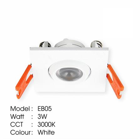 YETPLUS RECESSED EYEBALL LED EB05 3W WARM WHITE (3000K) SQUARE WHITE
