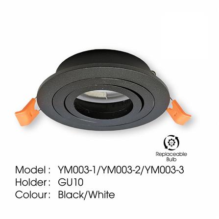 YETPLUS RECESSED EYEBALL YM003-1 GU10 ROUND BLACK