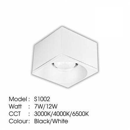 YETPLUS SURFACE DOWNLIGHT LED S1002 7W COOL WHITE (4000K) SQUARE WHITE