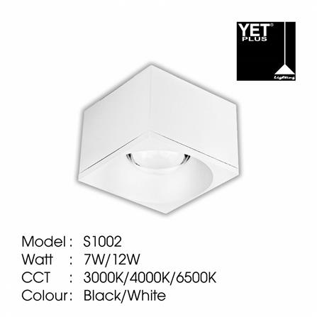 YETPLUS SURFACE DOWNLIGHT LED S1002 7W COOL WHITE (4000K) SQUARE WHITE