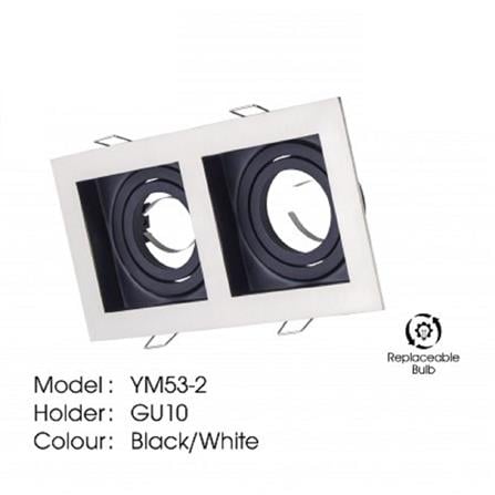 YETPLUS RECESSED EYEBALL YM53-2 GU10 SQUARE WHITE BLACK