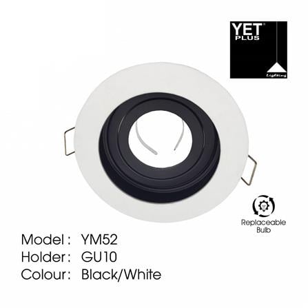 YETPLUS RECESSED EYEBALL YM52-1 GU10 ROUND WHITE BLACK