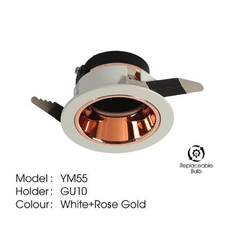 YETPLUS RECESSED EYEBALL YM55 GU10 ROUND WHITE ROSE GOLD