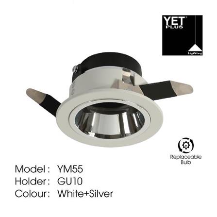 YETPLUS RECESSED EYEBALL YM55 GU10 ROUND WHITE SILVER