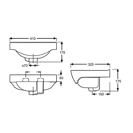 JOHNSON SUISSE WINDSOR 410MM HAND WASH BASIN SET WBAAWR111WW WHITE