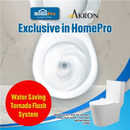 AKRON 1P TOILET TORNADO FLUSH SYSTEM 139Z-WCO736/S 4.5/3L WH