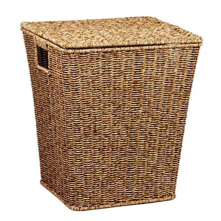 BASKET SQUARE SAAN WITH LID BROWN PLIM 38X35X42CM