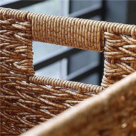 BASKET SQUARE SAAN WITH LID BROWN PLIM 38X35X42CM