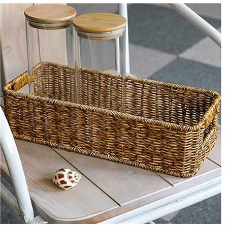 CLOTH BASKET SQUARE SAAN M 35.5X26X8CM L BROWN PLIM