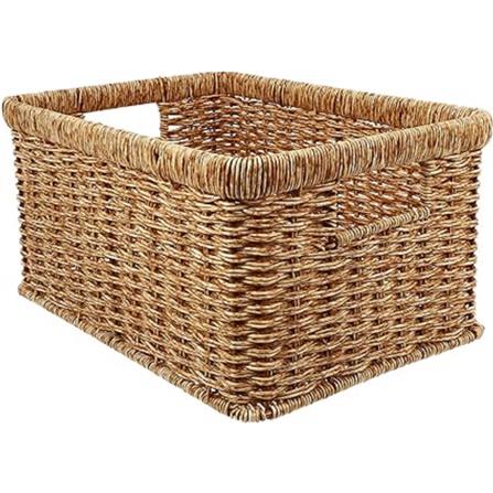 CLOTH BASKET TALL SQUARE SAAN S 27.5X18X14CM BROWN PLIM