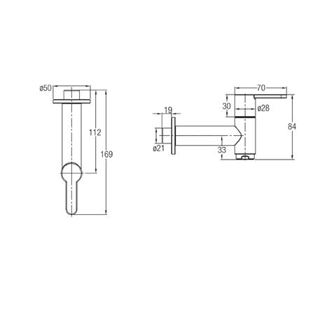 JOHNSON SUISSE MURANO 1/2" SLIM BIB TAP WITH WALL FLANGE WBFA301417SS