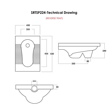 SORENTO SQUATTING PAN SRTSP224 WHITE L53 x W43 x H24CM