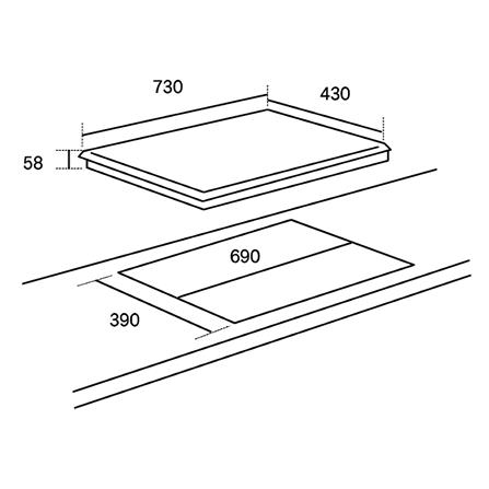 RUBINE CERAMIC+INDUCTION HOB RCH-RENZO42-BL BLACK 73CM