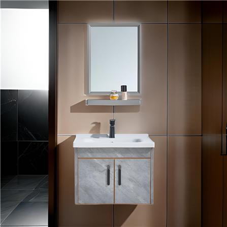LIVINOX COUNTER WASHBASIN SET LBF-6600GY 6 IN 1 MARBEL GREY WITH ROSE GOLD EDGE