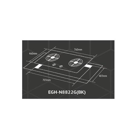ELBA GAS HOB EGH-N8822G(BK) 2 x TRIPLE RING BURNERS 5.0kW 76CM