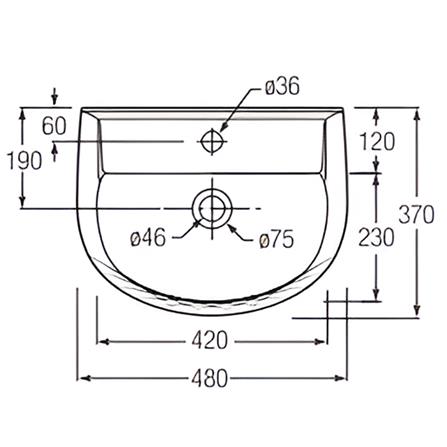JOHNSON SUISSE WINDSOR 480MM WALL HUNG WASH BASIN SET WBAAWR201WW WHITE