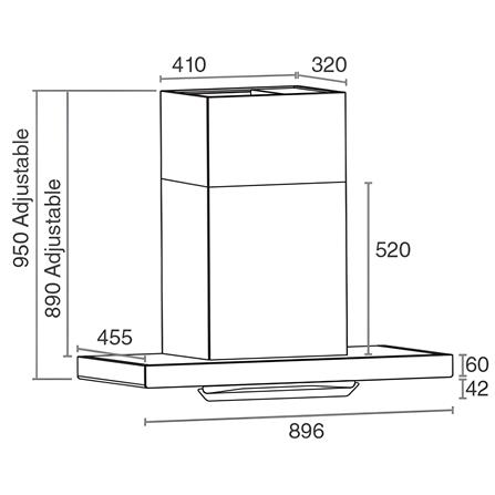RUBINE CHIMNEY HOOD RCH-TITAN-TGI NANOGARDE COATING TITANIUM GREY 90CM 1950M3/H BLDC MOTOR