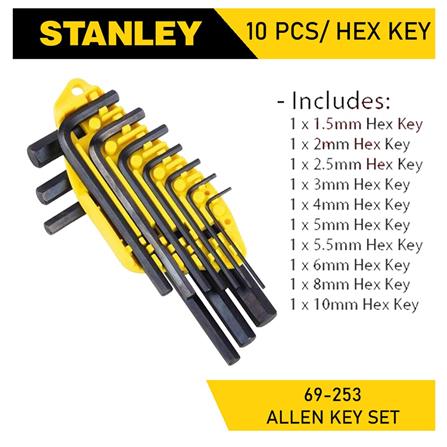 L-SHAPE HEX KEY SET 1.5MM - 10MM STANLEY 10PCS/EA