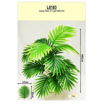 FL ART PLANT ARECA PALM 21 LEAF WITH POT 65CM