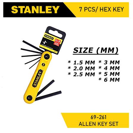 HEX KEY SET 1.5MM-6MM STANLEY 7pcs/ea