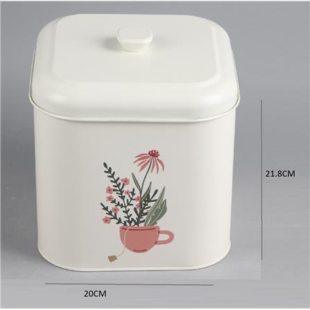 CANISTER 3L BLOSSOMS KECH WHITE 20X20X21.8CM