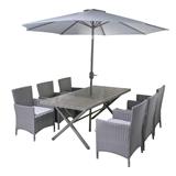 6-SEAT PATIO SET WITH PARASOL SPRING FLORENCE GRAY [EXCLUSIVE FROM HOMEPRO THAILAND]