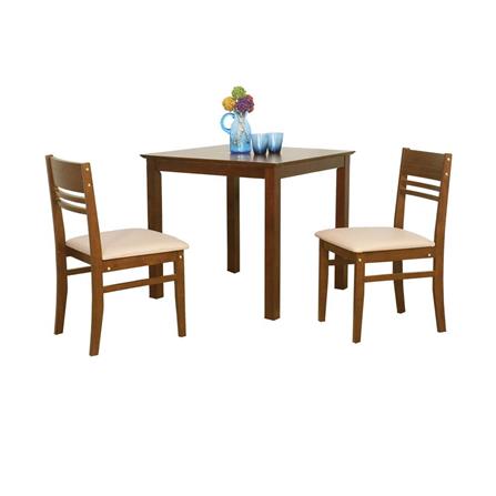 DINING TABLE SET WITH 2 SEATS FURDINI NANO LIGHT WALNUT [EXCLUSIVE FROM HOMEPRO THAILAND]