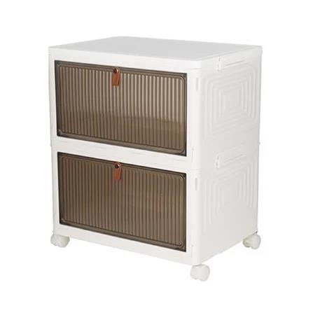 2-TIER STORAGE CABINET WITH WHEELS STACKO 39X28X44.5CM WHITE/BROWN