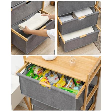 3 FABRIC DRAWER GINA 45X32X96CM GREY