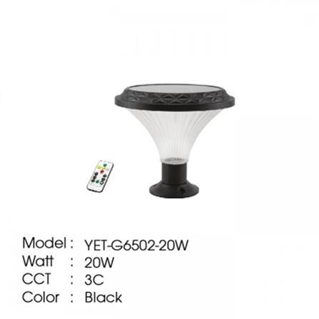YETPLUS SOLAR GATE LAMP G6502 3COLOR 20W BLACK 12"