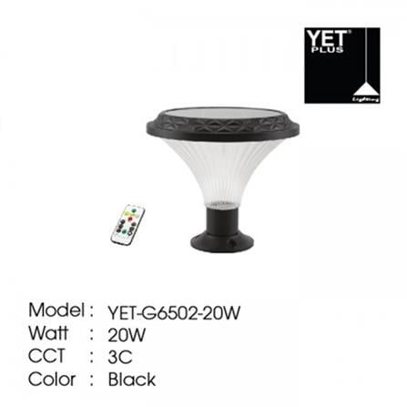 YETPLUS SOLAR GATE LAMP G6502 3COLOR 20W BLACK 12"