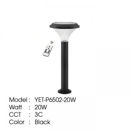 YETPLUS SOLAR BOLLARD P6502 3C 20W H65 BLACK