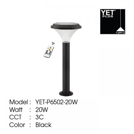 YETPLUS SOLAR BOLLARD P6502 3C 20W H65 BLACK