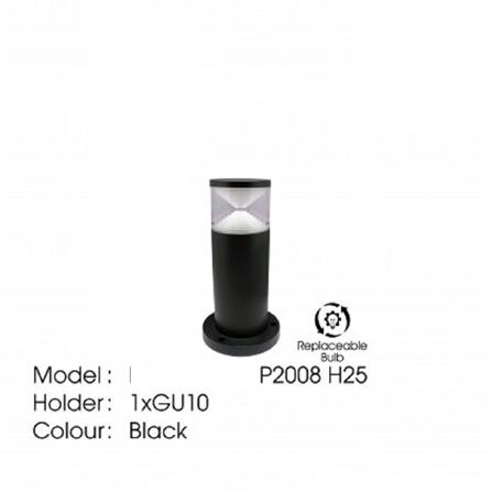 YETPLUS BOLLARD P2008 GU10 BLACK H25