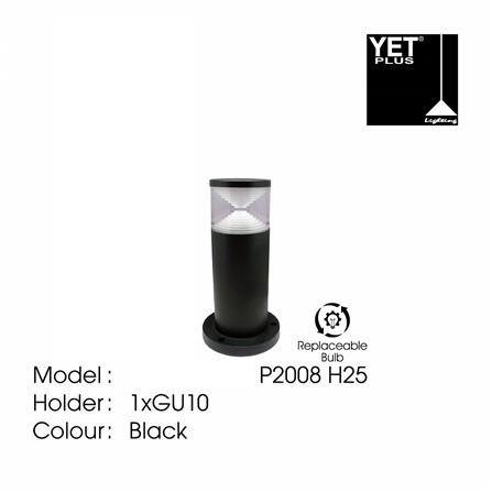 YETPLUS BOLLARD P2008 GU10 BLACK H25