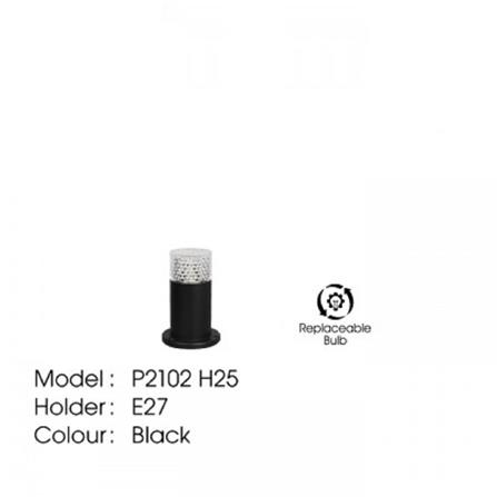 YETPLUS BOLLARD P2102 E27 BLACK H25
